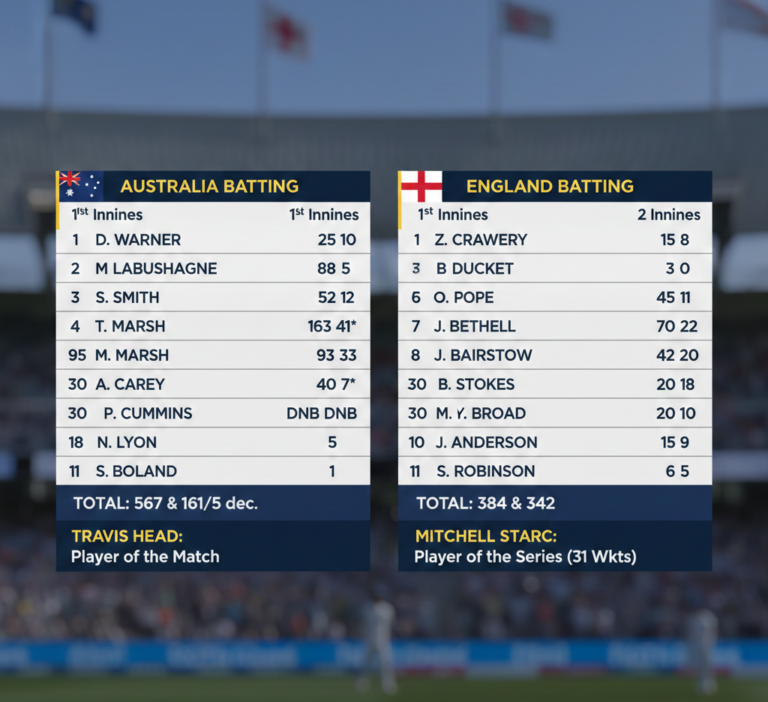 Australian Men’s Cricket Team vs England Cricket Team Match Scorecard: A Complete Breakdown of the Rivalry, Records, and Recent Clashes australian men’s cricket team vs england cricket team match scorecard