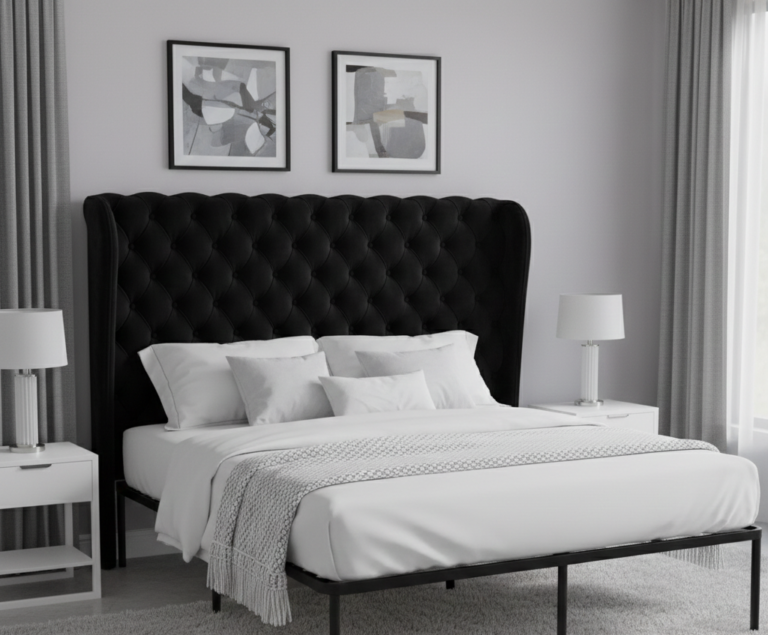 black queen bed frame